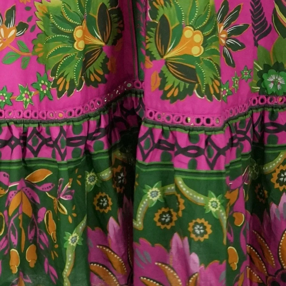 🌺 Farm Rio Ana Tapestry Sleeveless Dress, NWT, pink green bold summer midi dress - Picture 5 of 12